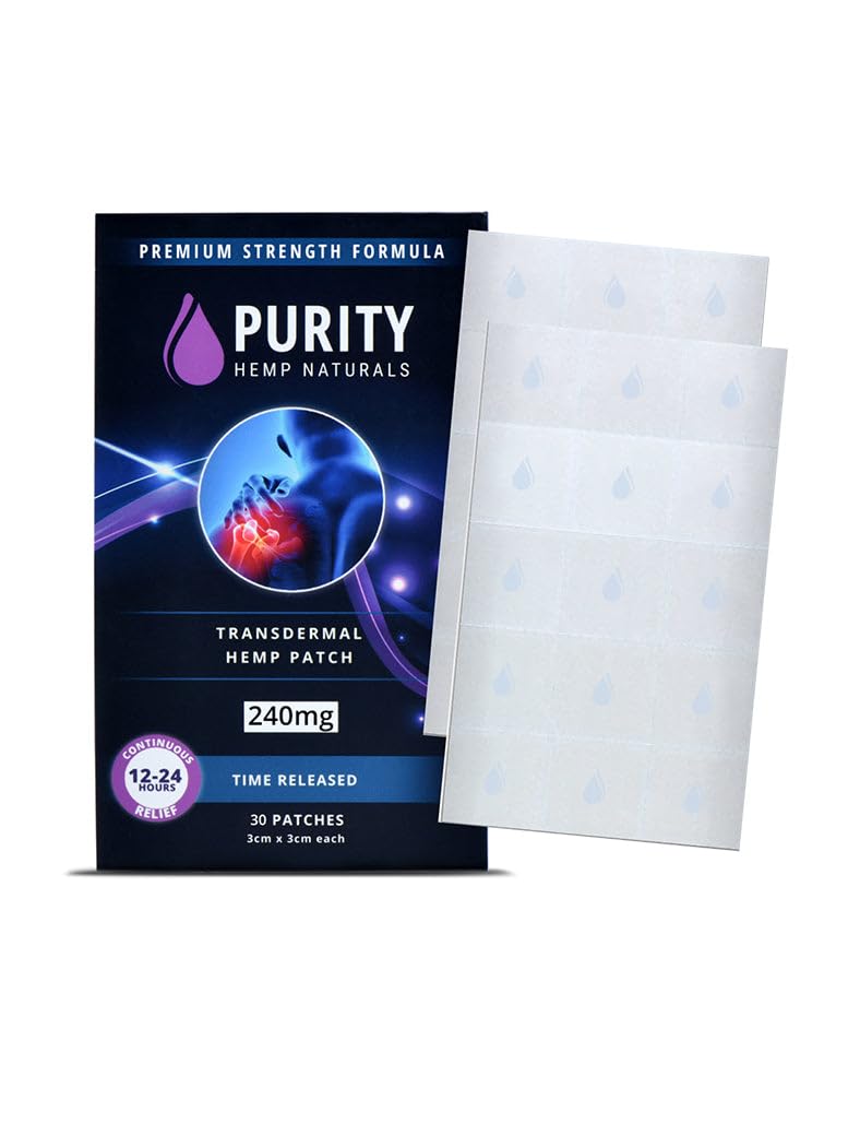 Purity Hemp Naturals Body Discomfort Patch 240 mg - 30 ct (8 mg ea.) Lasts 24 Hours. Sweat & Water Resistant. Convenient & Discreet. For Use On Any Part Of The Body. Plant-Based Extended-Release Patch - Maple Wellness Supplements