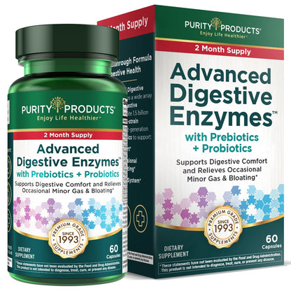 Purity Products Advanced Digestive Enzymes with Probiotics & Prebiotics – Digestive Health Supplement for Bloating, Gas Relief & Gut Support - Maple Wellness Supplements