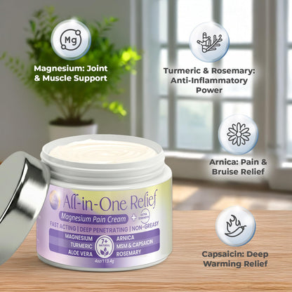 PURPLE CANYON All in One Magnesium Pain Cream – Natural Pain Relief Cream with Arnica, MSM & Capsaicin for Muscle & Joint Support – Fast-Absorbing, Non-Greasy Formula with Aloe Vera & Turmeric - Maple Wellness Supplements