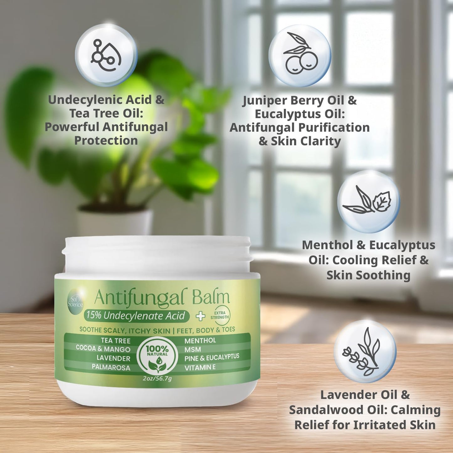 PURPLE CANYON Anti Fungal Balm with 15% Undecylenic Acid – Antifungal for Athletes Foot, Jock Itch & Ringworm – Tea Tree, Menthol & Essential Oils - Maple Wellness Supplements