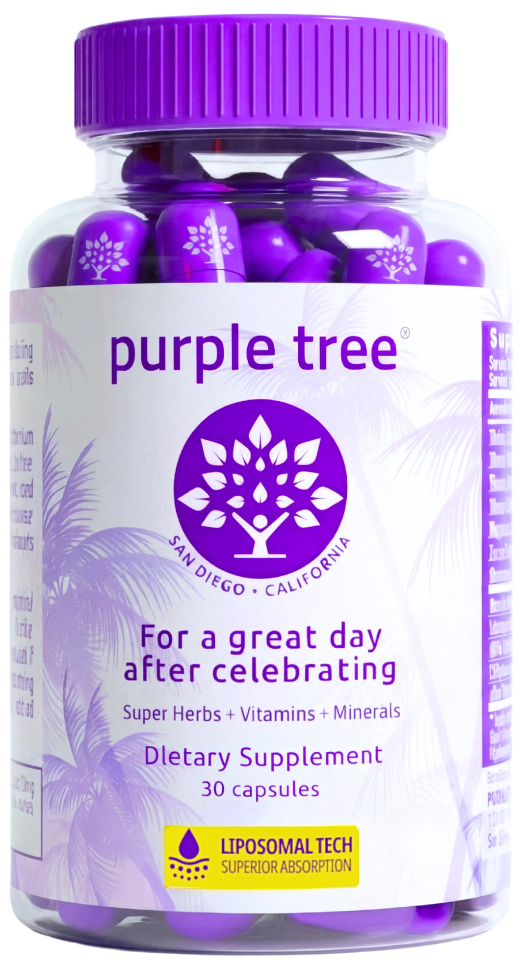 purple tree Post-Celebration Wellness Supplement for Liver Support & Hydration | Liposomal Dihydromyricetin (DHM), L-Glutathione, Milk Thistle - Maple Wellness Supplements