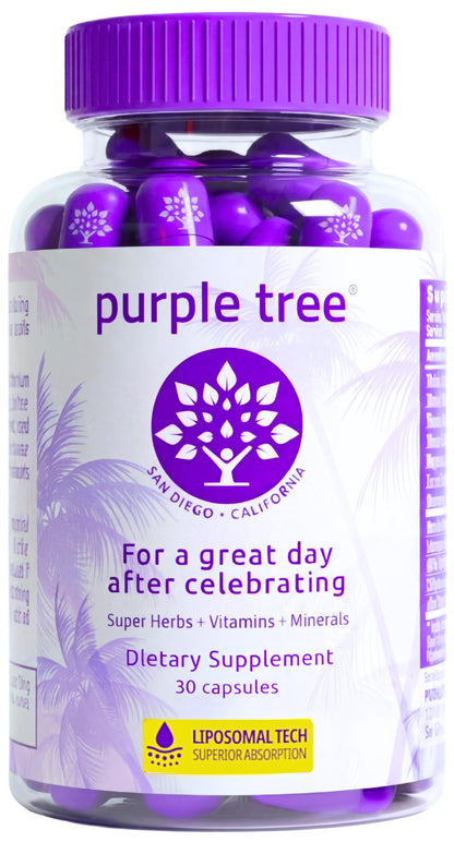 purple tree Post-Celebration Wellness Supplement for Liver Support & Hydration | Liposomal Dihydromyricetin (DHM), L-Glutathione, Milk Thistle - Maple Wellness Supplements