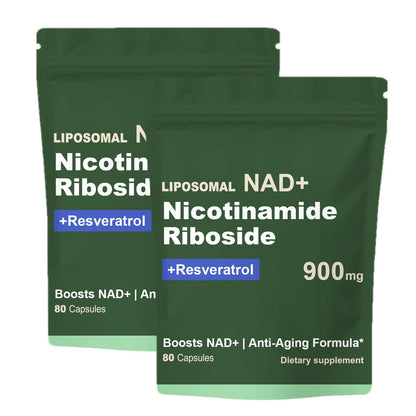 Quackiki NAD Resveratrol Supplement with NAD Nicotinamide Riboside Resveratrol 900 MG, Boost NAD+ for Cellular Health, Anti-Aging, Energy, Focus - 80 Capsules(2Pcs) - Maple Wellness Supplements