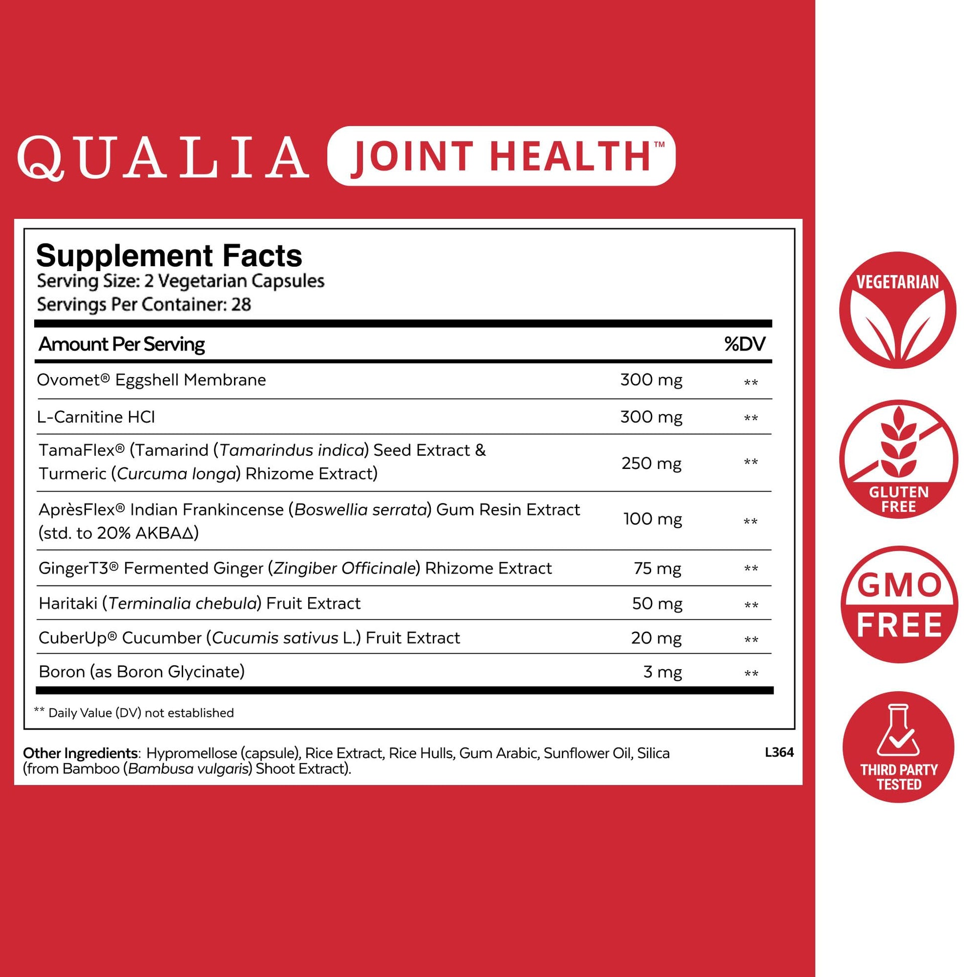 Qualia Joint Health 9 Advanced Joint Health nutrients: denatured Collagen, boswellia, tumeric, Boron, Ginger, L-carnitine. Cartilage Health, Tendon Strength, Healthy Joint Aging (1 Month Supply) - Maple Wellness Supplements