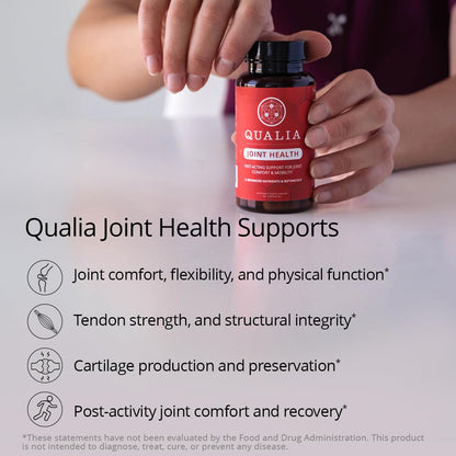 Qualia Joint Health 9 Advanced Joint Health nutrients: denatured Collagen, boswellia, tumeric, Boron, Ginger, L-carnitine. Cartilage Health, Tendon Strength, Healthy Joint Aging (1 Month Supply) - Maple Wellness Supplements