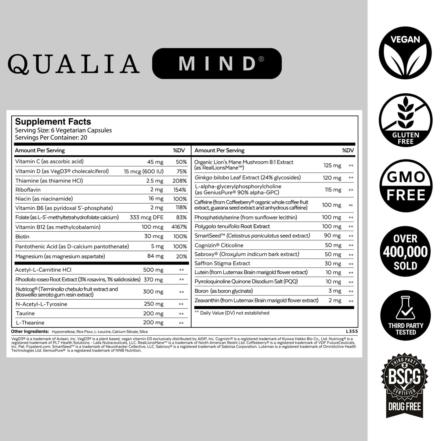 Qualia Life Sciences Qualia Mind | The Ultimate Blend for Brain Health* | Doctor-Formulated Nootropic to Fuel Focus & Concentration* | Supports Long Term Brain Health| Maintain Drive & Productivity - Maple Wellness Supplements