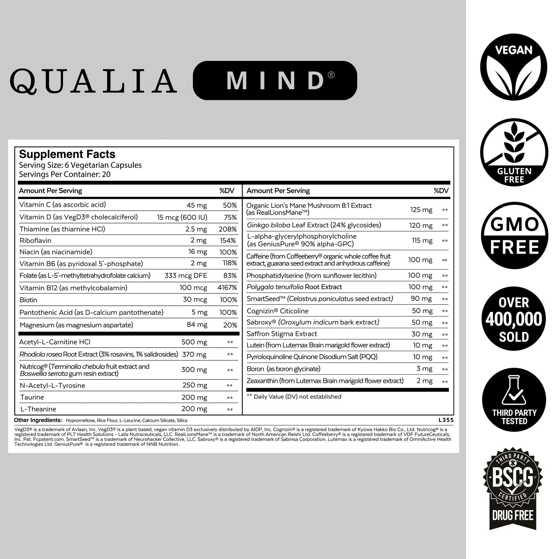 Qualia Life Sciences Qualia Mind | The Ultimate Blend for Brain Health* | Doctor-Formulated Nootropic to Fuel Focus & Concentration* | Supports Long Term Brain Health| Maintain Drive & Productivity - Maple Wellness Supplements