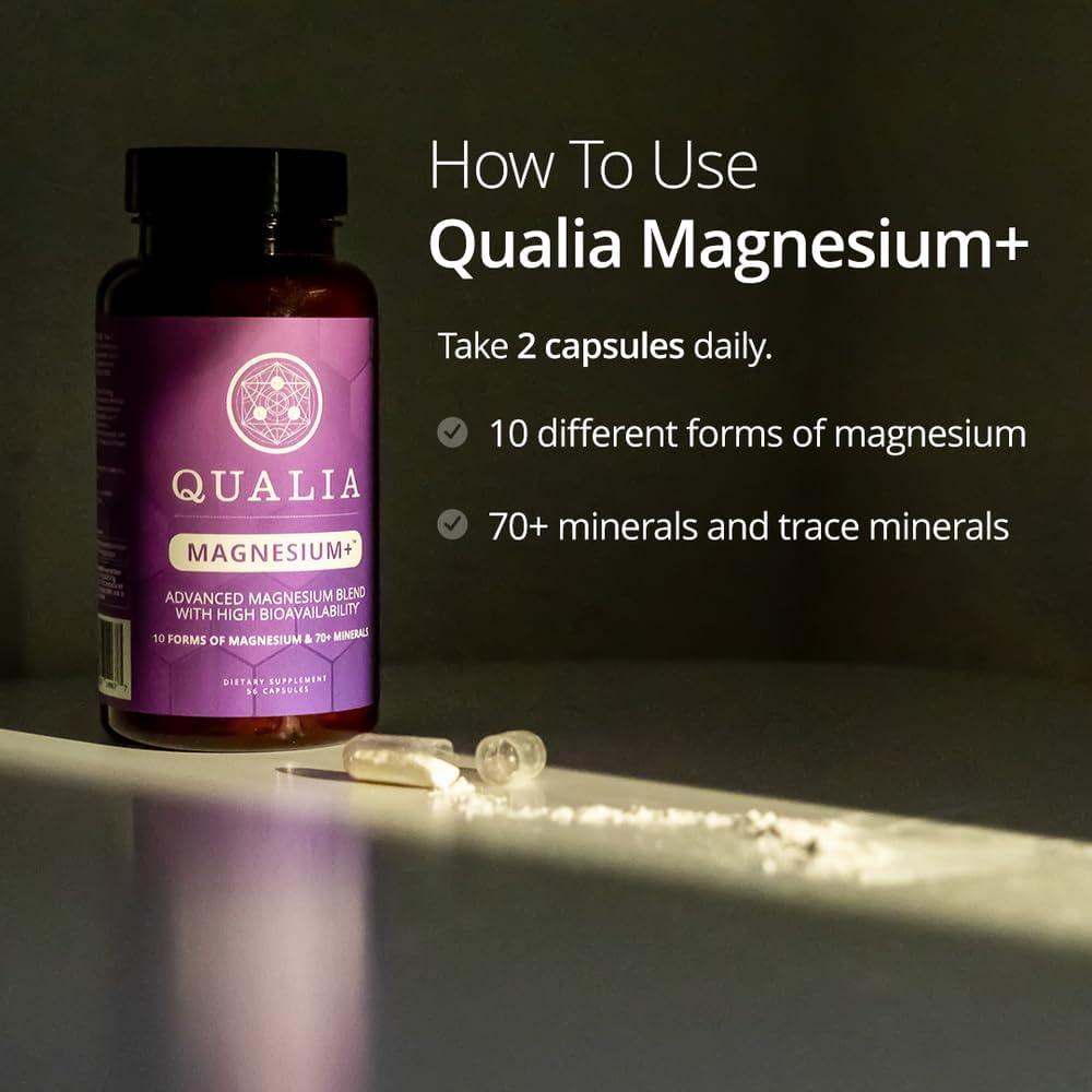 Qualia Magnesium+ | Doctor-Formulated. Premium Formula | High Bioavailability | 10 Forms of Magnesium & 70+ Minerals | Relaxed Mood, restful Sleep - Maple Wellness Supplements