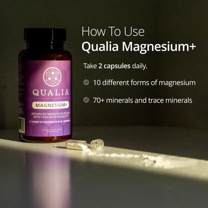 Qualia Magnesium+ | Doctor-Formulated. Premium Formula | High Bioavailability | 10 Forms of Magnesium & 70+ Minerals | Relaxed Mood, restful Sleep - Maple Wellness Supplements
