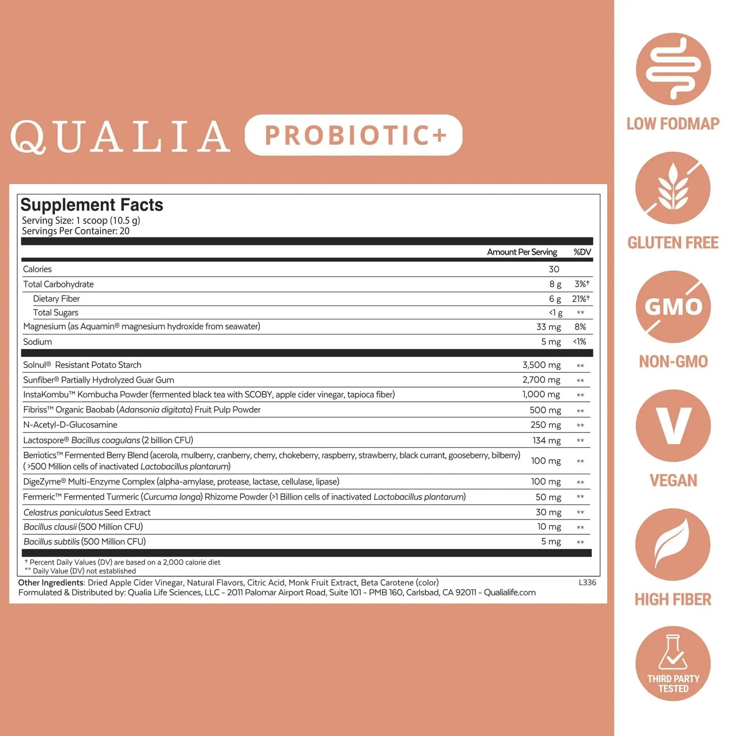 Qualia Probiotic - 28 Science-Backed Spore Probiotics, Prebiotics, and Postbiotics. Total Gut Support. Soothes Digestive discomfort. Ethically sourced. Promotes Akkermansia Growth. 1 Month Supply - Maple Wellness Supplements