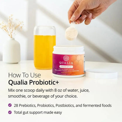 Qualia Probiotic - 28 Science-Backed Spore Probiotics, Prebiotics, and Postbiotics. Total Gut Support. Soothes Digestive discomfort. Ethically sourced. Promotes Akkermansia Growth. 1 Month Supply - Maple Wellness Supplements