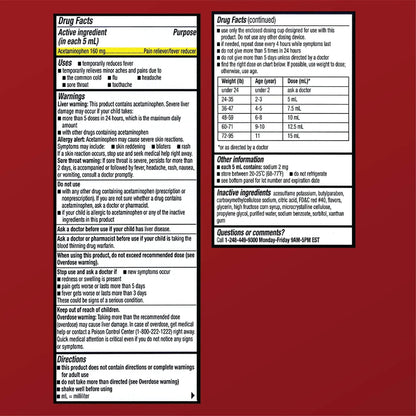 Quality Choice Children's Pain Relief & Fever Reducer for Kids, 4fl oz Acetaminophen 160mg per 5ml, Ibuprofen & Aspirin Free, Liquid Cold and Flu Medicine for Kids, Regular Strength OTC Medication - Maple Wellness Supplements