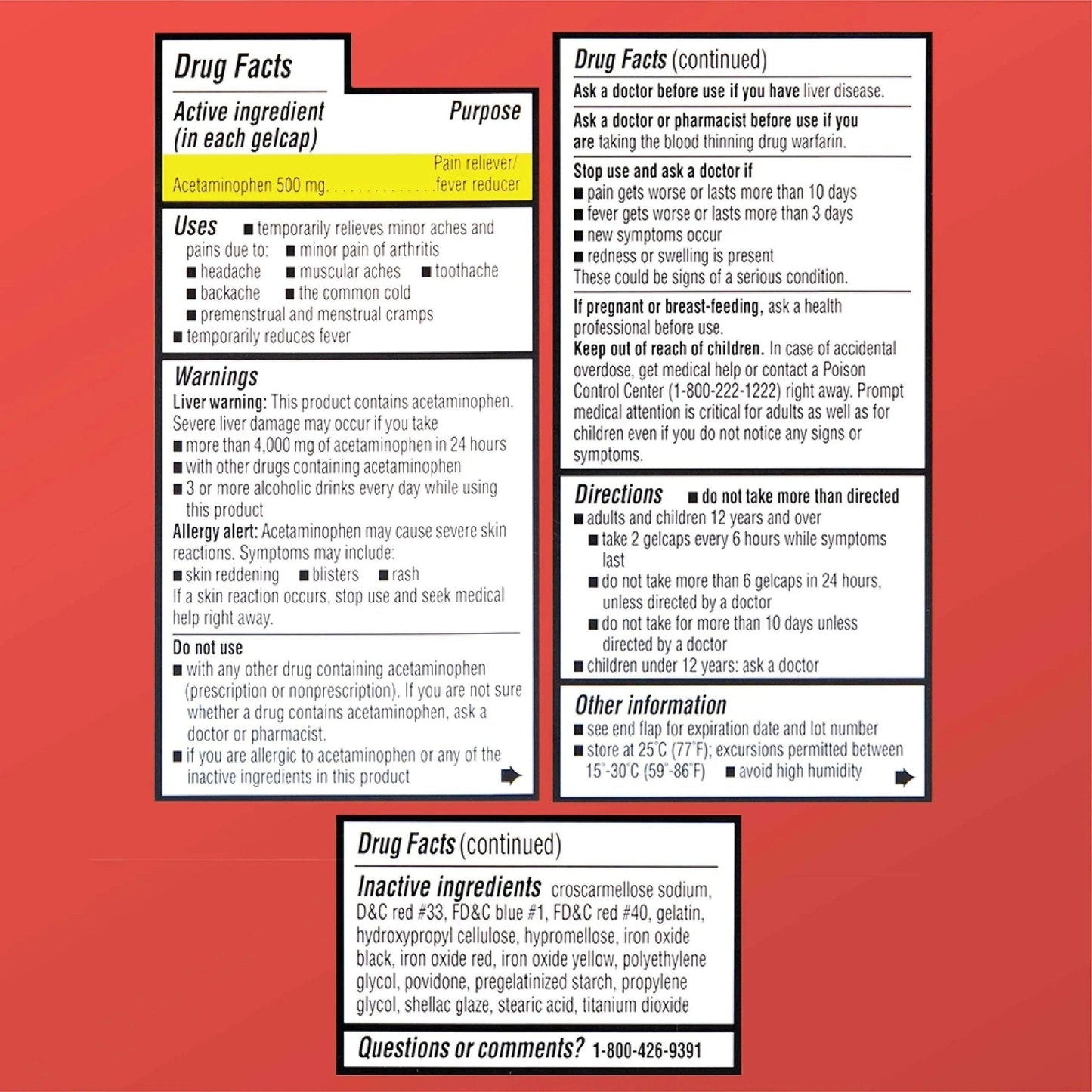 Quality Choice, Extra Strength, Non Aspirin Pain Relief, Acetaminophen 500 MG, Pain Reliever & Fever Reducer, Rapid Release Gelcaps, 50 Count Package - Maple Wellness Supplements