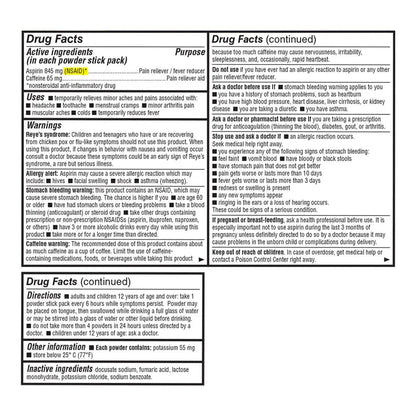 Quality Choice Fast Pain Relief Powder, Contains 50 Powder Packets for Rapid Pain Relief. Contains Aspirin & Caffiene - Maple Wellness Supplements