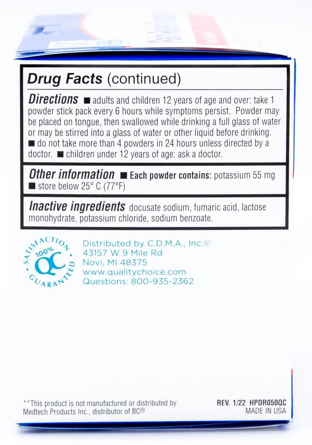 Quality Choice Fast Pain Relief Powder, Contains 50 Powder Packets for Rapid Pain Relief. Contains Aspirin & Caffiene - Maple Wellness Supplements