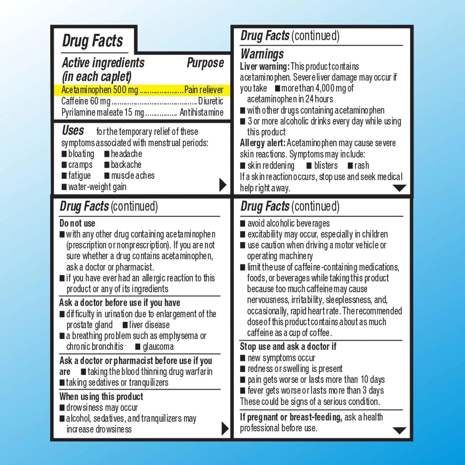 Quality Choice Menstrual Complete Max Strength Period Pain Relief, 500 mg of Acetaminophen, 60mg of Caffeine, 15mg of Pyrilamine Maleate, Cramps, Bloating, Headache. 24 Count. - Maple Wellness Supplements