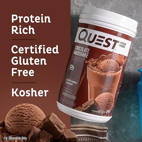 Quest Nutrition Chocolate Milkshake Protein Powder, 22g Protein, 2g Net Carbs, 1g Sugar - Maple Wellness Supplements