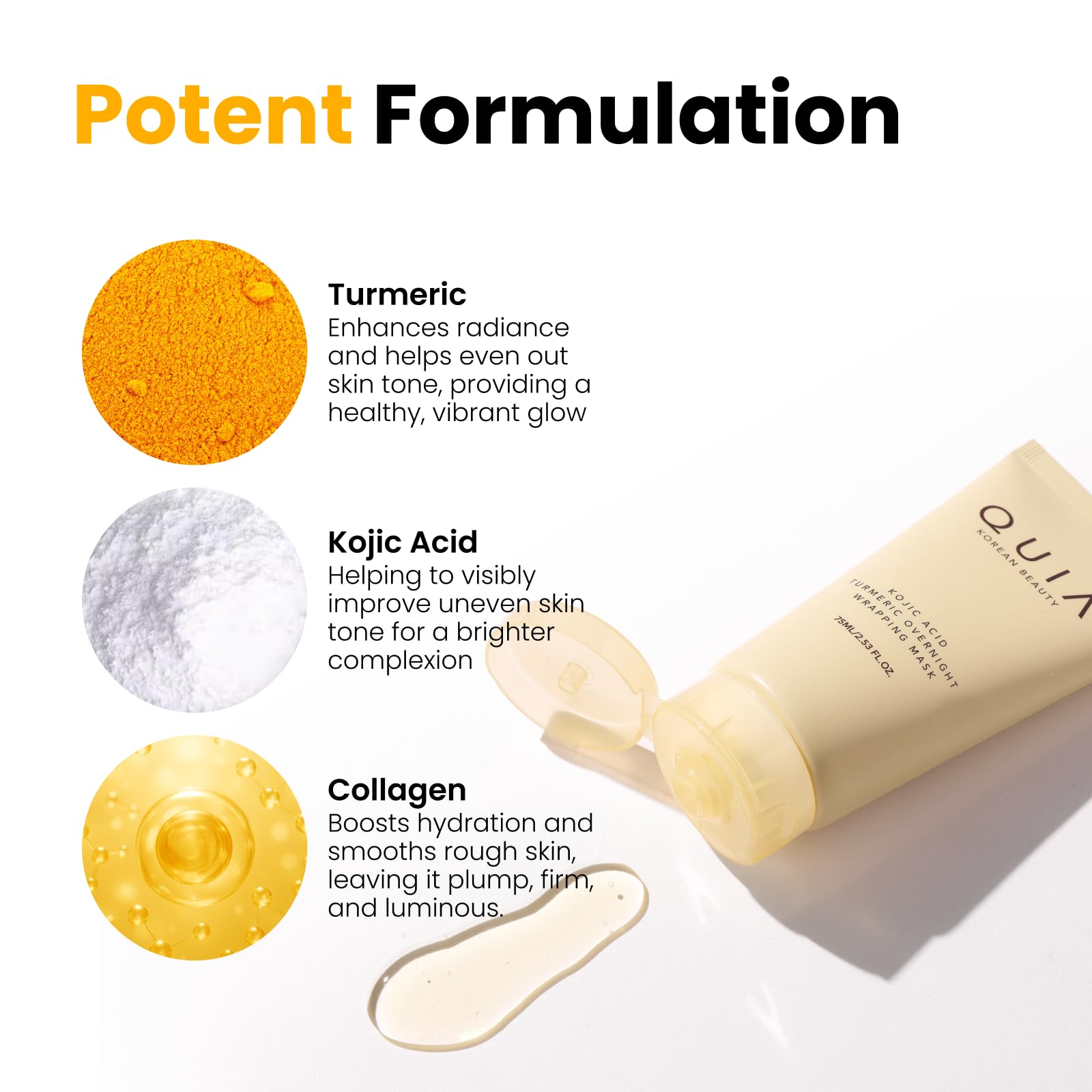 QUIA Turmeric + Kojic Acid Overnight Wrapping Mask – Hydration Mask for Glowing Skin - Maple Wellness Supplements
