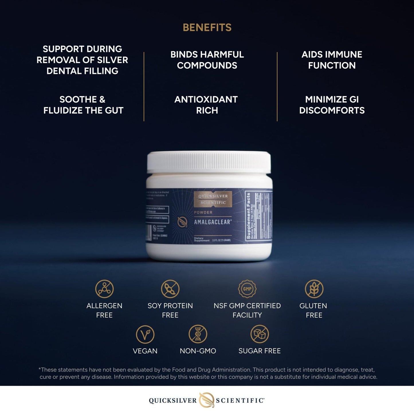 Quicksilver Scientific AmalgaClear - Detox Support with Modified Citrus Pectin & Silica Extract (73g) - Maple Wellness Supplements