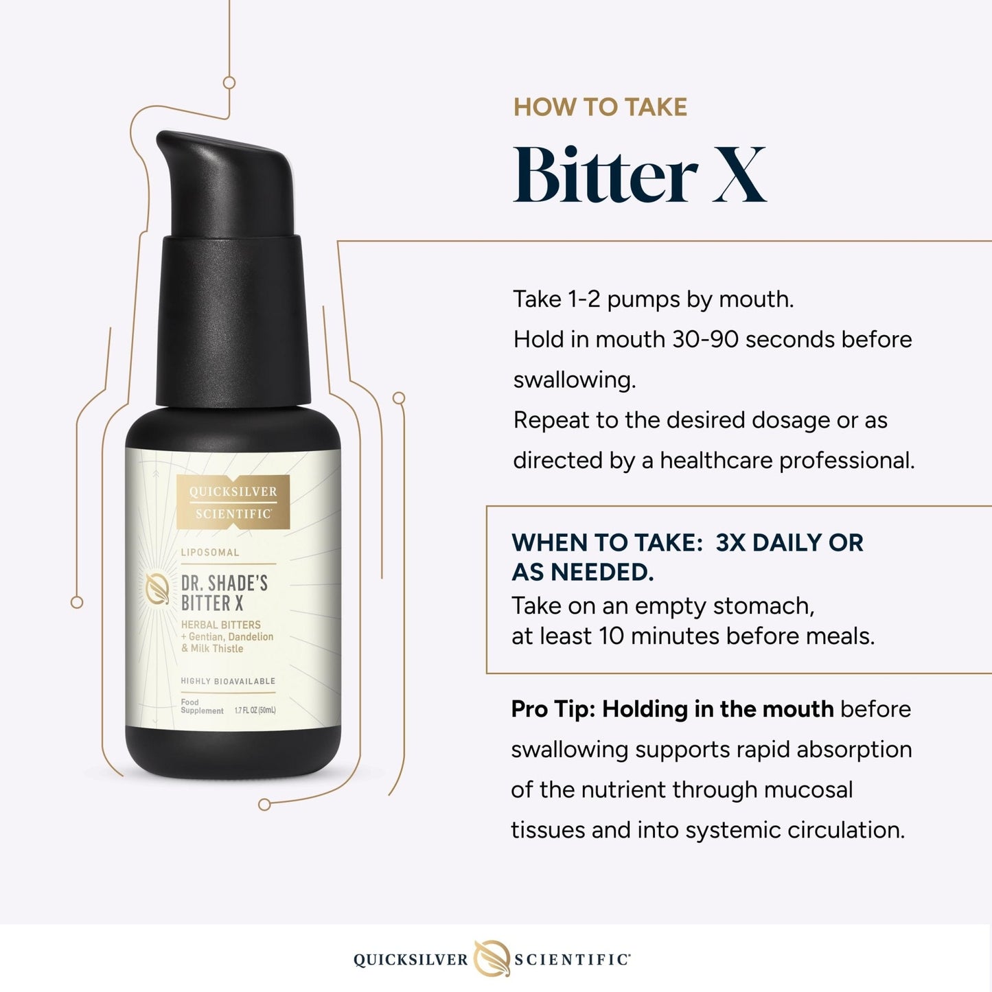 Quicksilver Scientific Dr. Shade's BitterX - Highly Concentrated Bitters for Digestion - Fast Acting Digestive Support & Liver Supplement with Dandelion Root, Gentian Root, Solidago & Myrrh (50ml) - Maple Wellness Supplements