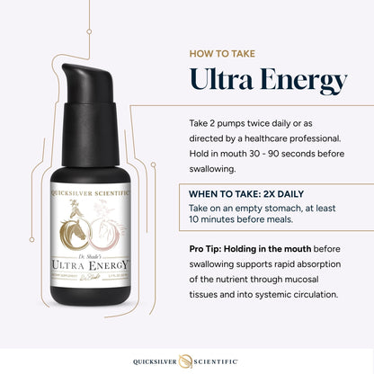 Quicksilver Scientific Dr. Shade's Ultra Energy - Liposomal Adaptogenic Adrenal, Cognitive Support Supplement with Rhodiola, Reishi, Ashwagandha for Women + Men (1.7 fl oz / 50ml) - Maple Wellness Supplements