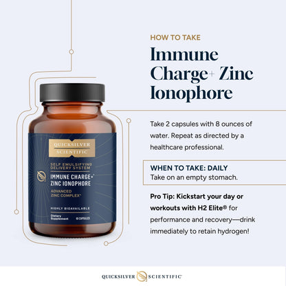 Quicksilver Scientific Immune Charge+ Zinc Ionophore - Zinc Supplement Complexed with Quercetin, Luteolin, Hesperetin Immune + GI Support (60 Capsules) - Maple Wellness Supplements