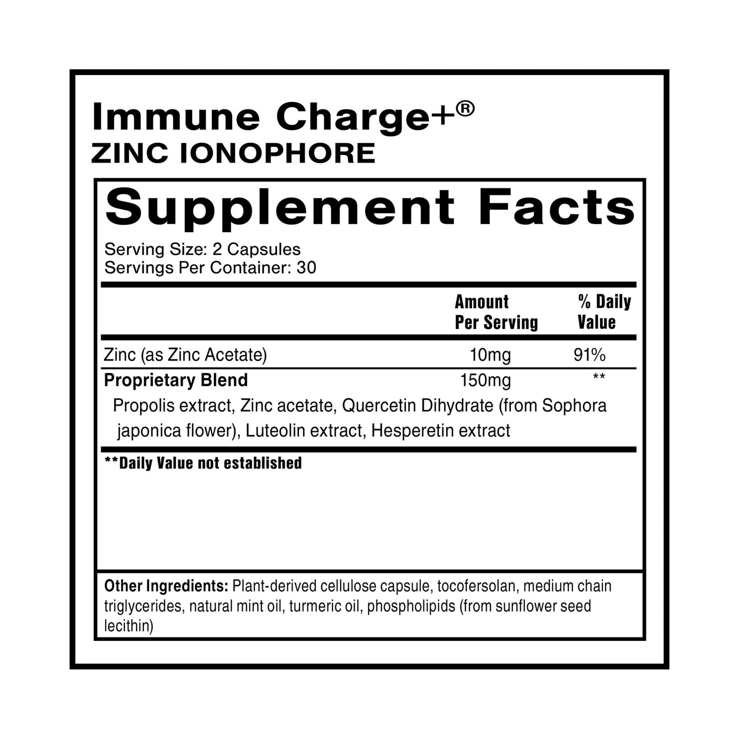 Quicksilver Scientific Immune Charge+ Zinc Ionophore - Zinc Supplement Complexed with Quercetin, Luteolin, Hesperetin Immune + GI Support (60 Capsules) - Maple Wellness Supplements