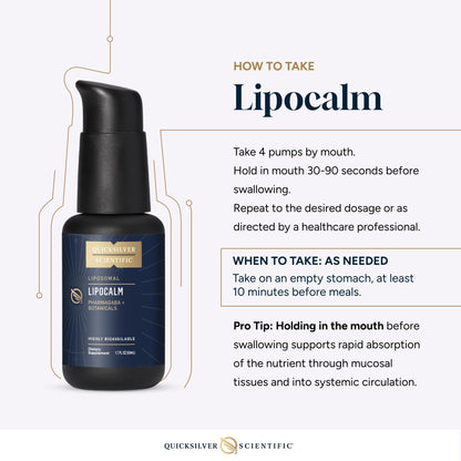Quicksilver Scientific LipoCalm - Liposomal GABA with Herbs for Relaxation Support - Chamomile, Passionflower Herb & Skullcap Supplement for Peace of Mind & Sleep Calm Support (1.7oz / 50ml) - Maple Wellness Supplements