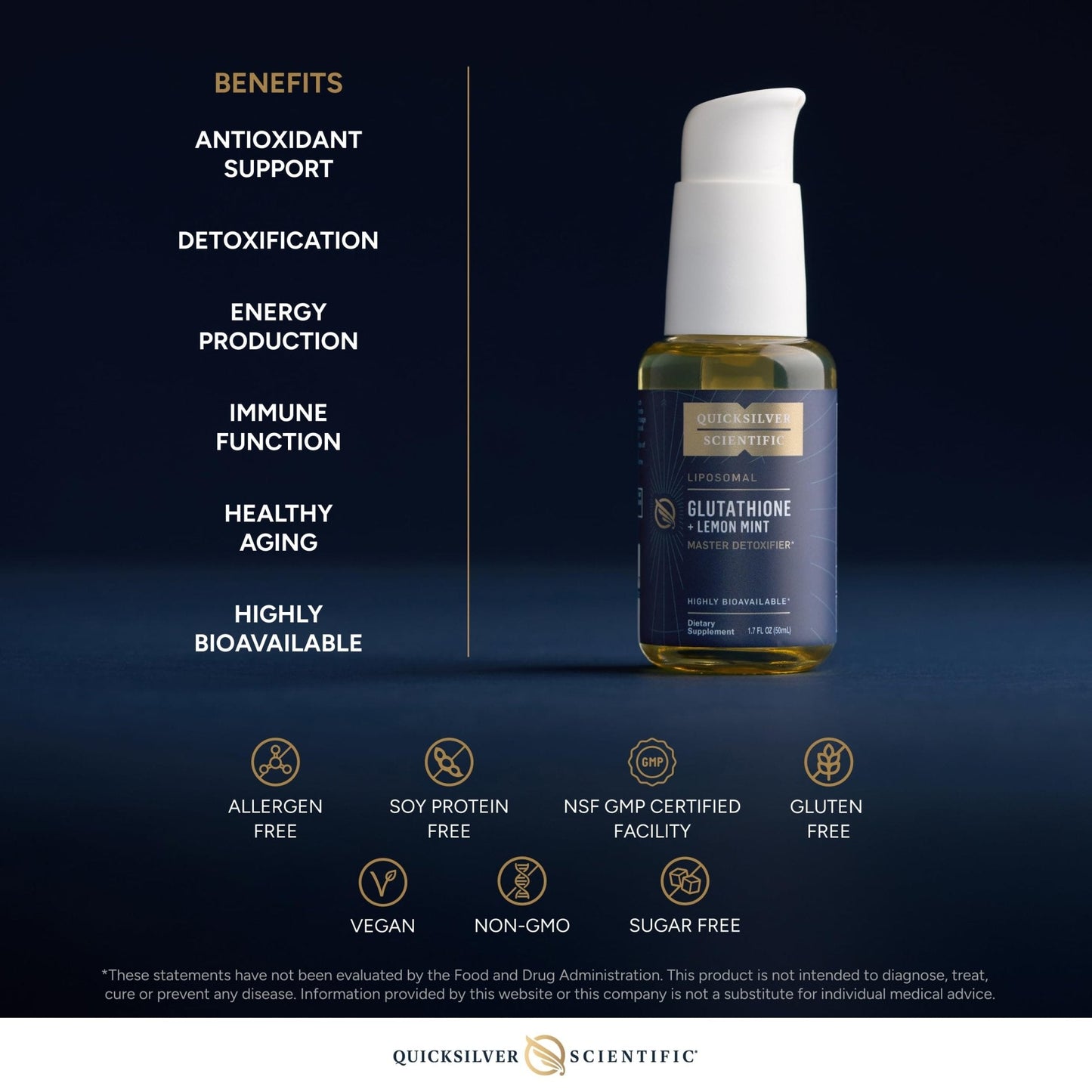 Quicksilver Scientific Liposomal Glutathione - Superior Absorption Oral Glutathione Supplement for Detox & Immune Support - Lemon Mint (1.7 fl oz) - Maple Wellness Supplements