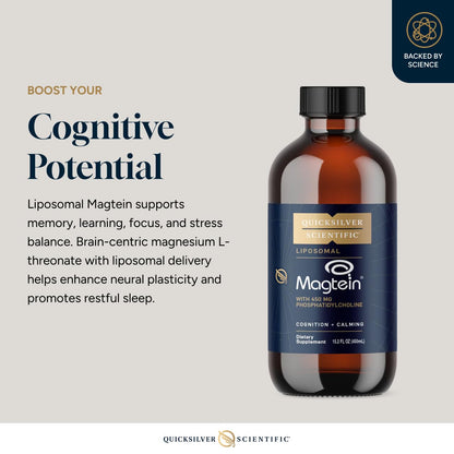 Quicksilver Scientific Liposomal Magtein - Magnesium Supplement for Brain Function Support - Stress, Sleep & Memory Support - Gluten-Free, Sugar-Free & Vegan - 15.2 fl oz (30 Servings) - Maple Wellness Supplements