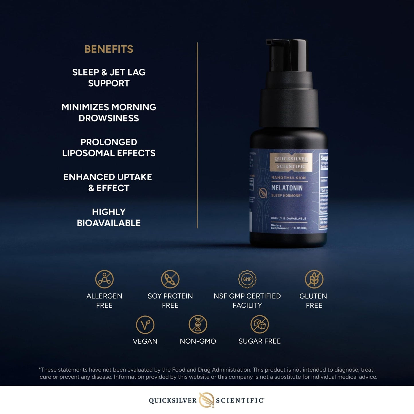 Quicksilver Scientific Liposomal Melatonin - Bedtime, Jet Lag & Immune Support Liquid for Adults - Efficient, Superior Absorption 1mg to Minimize Morning Drowsiness (30 ml) - Maple Wellness Supplements