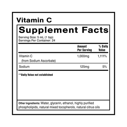 Quicksilver Scientific Liposomal Vitamin C - 1000mg Buffered Liquid Vitamin C Supplement - Immune + Antioxidant Support - Liposomes for Superior Absorption - Vegan + Non-GMO (4oz / 120ml) - Maple Wellness Supplements