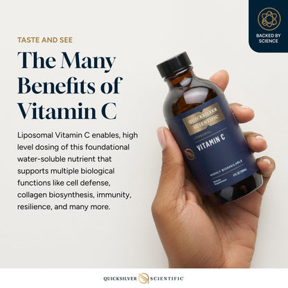 Quicksilver Scientific Liposomal Vitamin C - 1000mg Buffered Liquid Vitamin C Supplement - Immune + Antioxidant Support - Liposomes for Superior Absorption - Vegan + Non-GMO (4oz / 120ml) - Maple Wellness Supplements