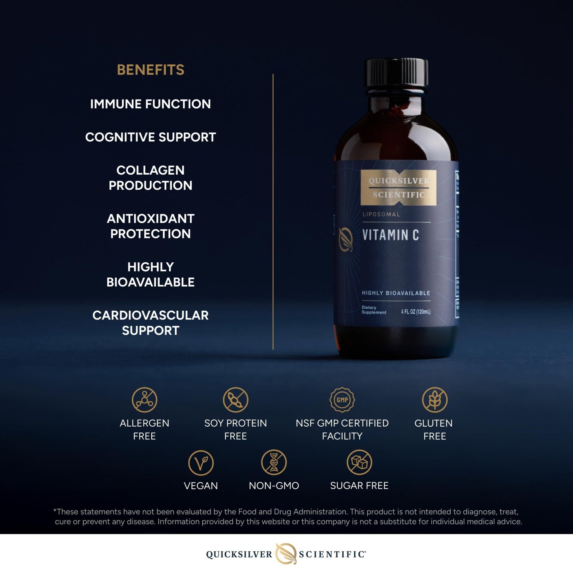 Quicksilver Scientific Liposomal Vitamin C - 1000mg Buffered Liquid Vitamin C Supplement - Immune + Antioxidant Support - Liposomes for Superior Absorption - Vegan + Non-GMO (4oz / 120ml) - Maple Wellness Supplements