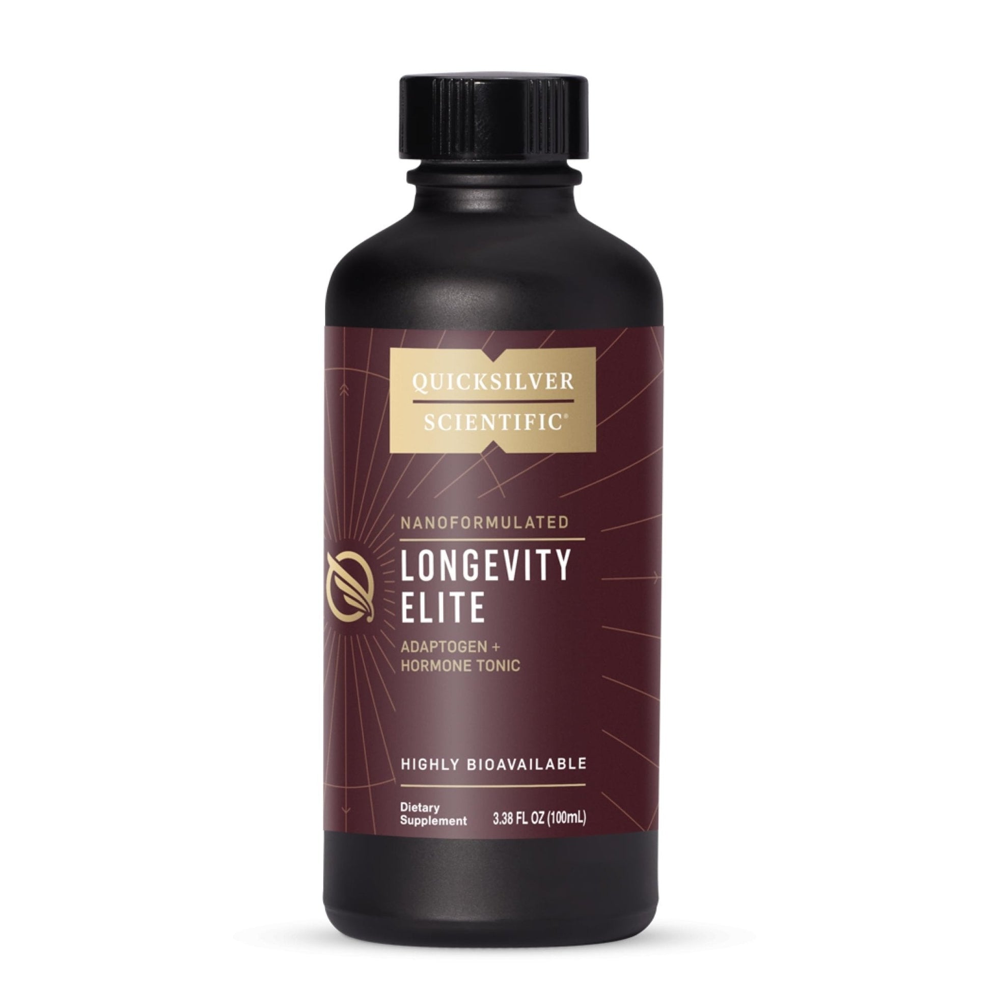 Quicksilver Scientific Longevity Elite - Liposomal Adaptogen + Pregnenolone Tonic - Herbal Supplements Designed for Age Optimization Support While Targeting AMPK, Sirtuins + Telomeres (100ml) - Maple Wellness Supplements