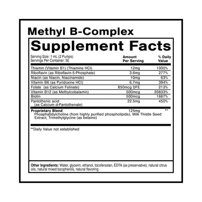 Quicksilver Scientific Methyl B Complex - Liquid Vitamin with Superior Liposomal Absorption of Vitamin B12, Folate, Vitamin B6, Riboflavin, Biotin, Pantothenic Acid, Vitamin B1, Niacin (50 ml) - Maple Wellness Supplements