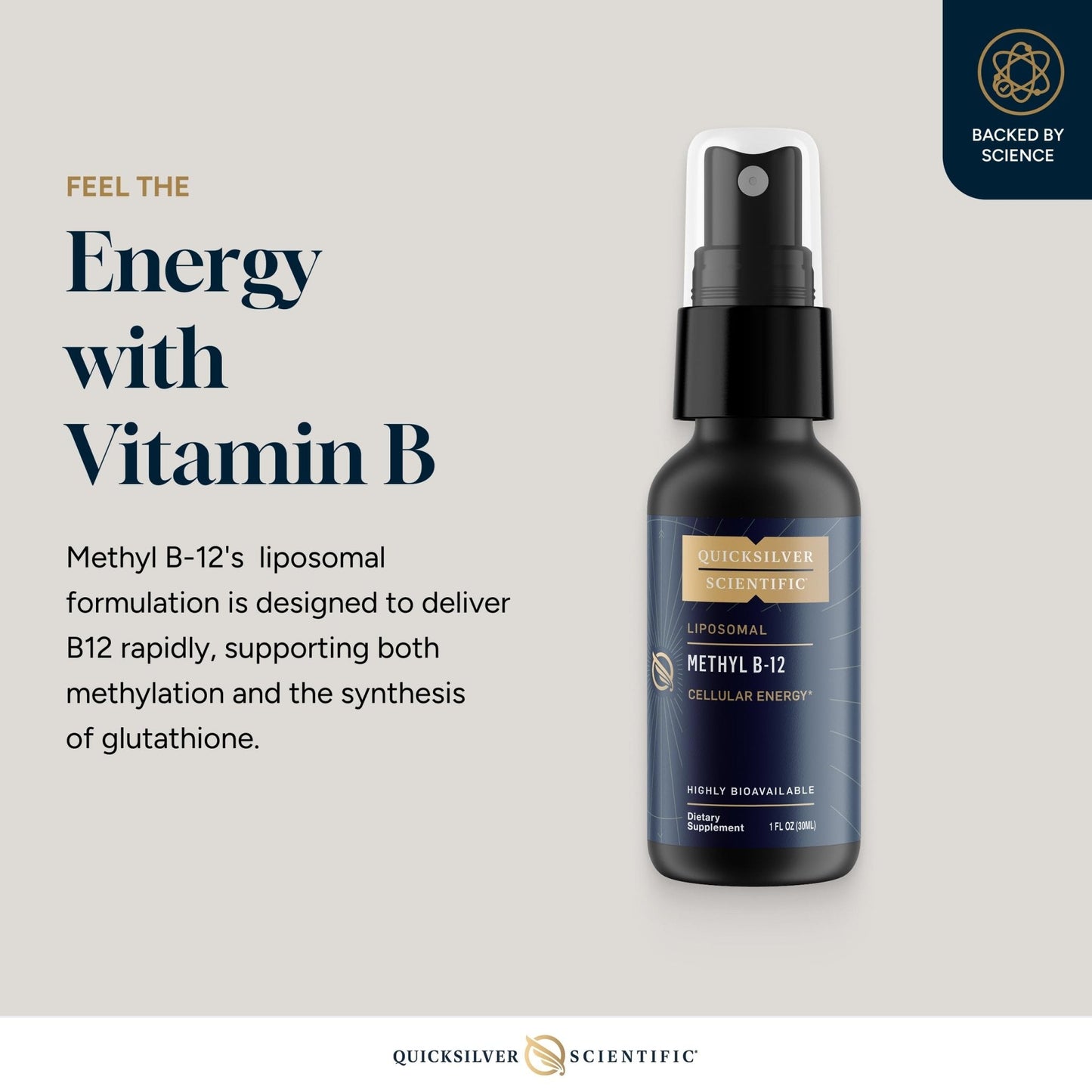 Quicksilver Scientific Methyl B12-1000mcg Vitamin B12 as Methylcobalamin - with Nano Technology for Superior Absorption - Supportive Energy Supplement (30ml / 90 Servings) - Maple Wellness Supplements