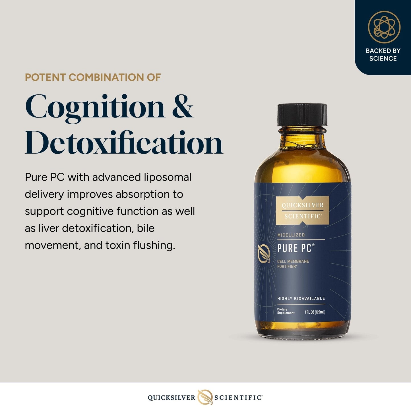 Quicksilver Scientific Micellized Pure PC - Phosphatidylcholine Liquid Supplement to Support Cellular & Liver Health - Superior Liposomal Absorption - Non-GMO Supportive Brain Supplement (4oz /120ml) - Maple Wellness Supplements