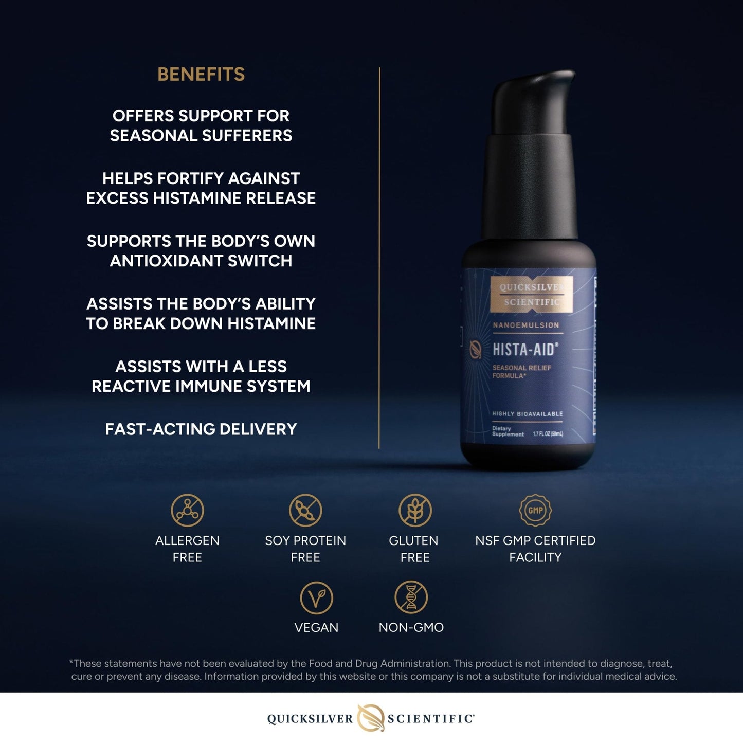 Quicksilver Scientific Nanoemulsified Hista-Aid - Flavonoids to Help Maintain Healthy Histamine Levels - Liposomal Vitamin C, DIM, Luteolin & Quercetin Liquid (50ml) - Maple Wellness Supplements