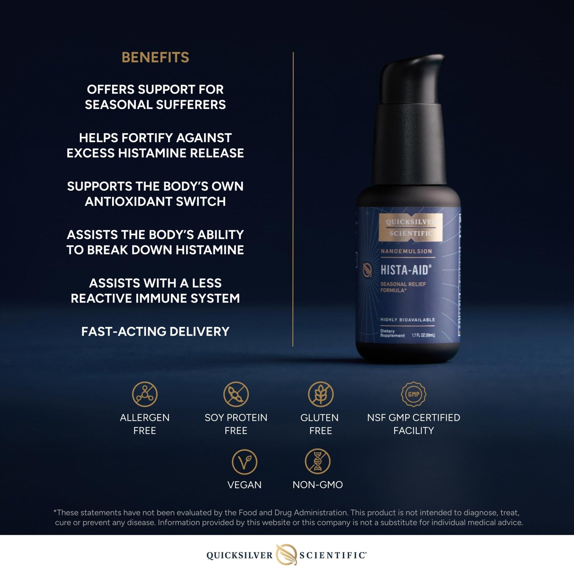 Quicksilver Scientific Nanoemulsified Hista-Aid - Flavonoids to Help Maintain Healthy Histamine Levels - Liposomal Vitamin C, DIM, Luteolin & Quercetin Liquid (50ml) - Maple Wellness Supplements