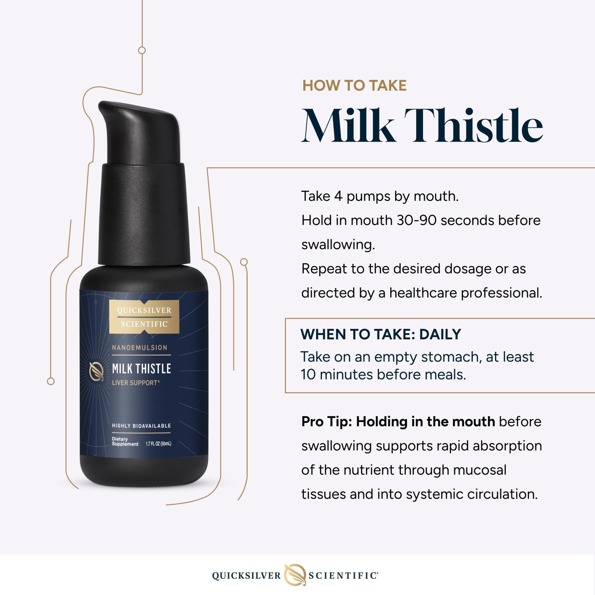 Quicksilver Scientific Nanoemulsified Milk Thistle - Silymarin Liquid with Liposome Delivery System - Immune, Detox + Liver Cleanse Support (1.7oz / 50ml) - Maple Wellness Supplements