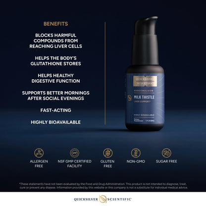 Quicksilver Scientific Nanoemulsified Milk Thistle - Silymarin Liquid with Liposome Delivery System - Immune, Detox + Liver Cleanse Support (1.7oz / 50ml) - Maple Wellness Supplements