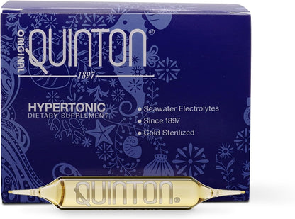 Quicksilver Scientific Original Quinton Hypertonic Solution - Sea Water Hydration - Liquid Minerals with Electrolytes for Muscle Recovery, Stamina+Mineral Replenishment (30 Single Serving Glass Vials) - Maple Wellness Supplements