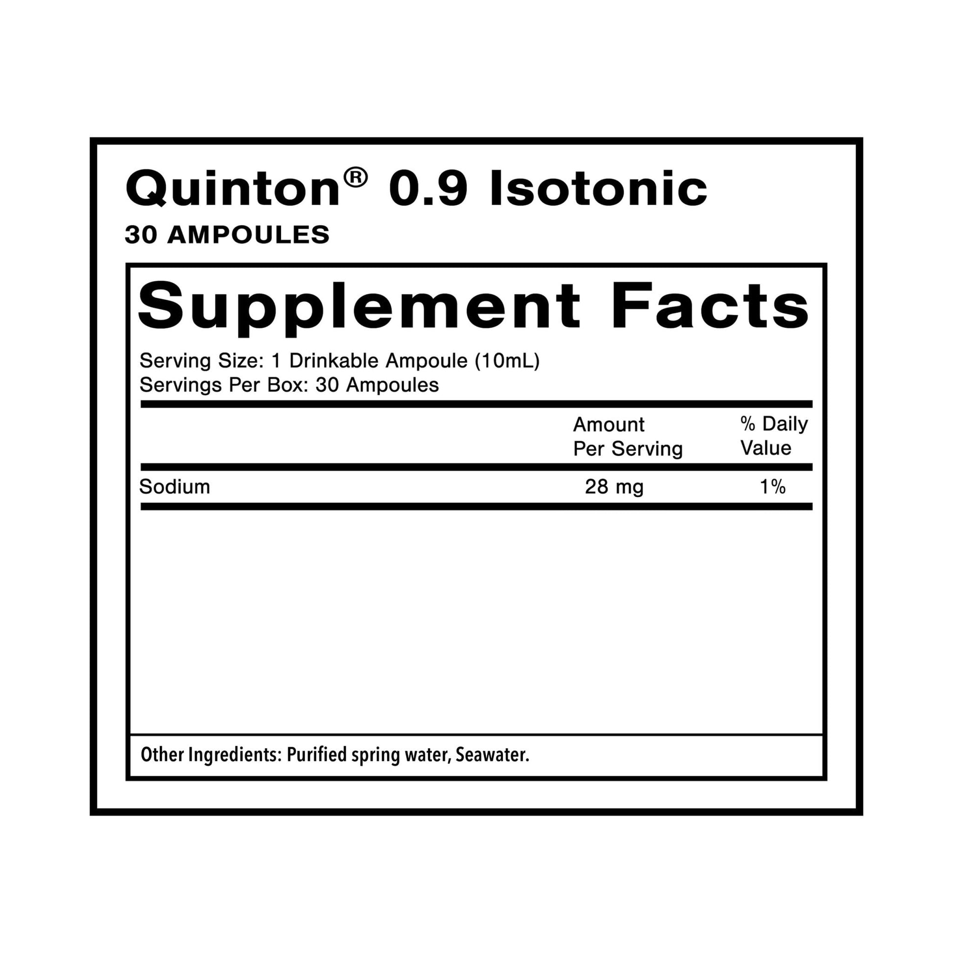 Quicksilver Scientific Original Quinton Isotonic Solution with Sea Water Minerals + Alpine Spring Water - Liquid Hydration, Electrolyte + Multi Minerals Supplement (30 Single Serving Vials) - Maple Wellness Supplements