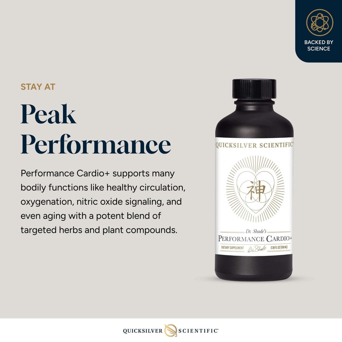 Quicksilver Scientific Performance Cardio+ - Herbal Supplement to Support Blood Circulation & Brain Health - Cardiovascular Supplement with Hawthorn Berry + He Shou Wu + Ginseng Extract (3.38 oz) - Maple Wellness Supplements