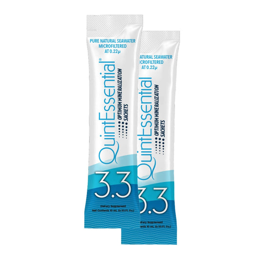 Quicksilver Scientific Quintessential 3.3 Sachets - Hypertonic Solution - Filtered Sea Water Hydration Packets - Liquid Minerals for Muscle Recovery, Stamina + Mineral Replenishment (30 Count) - Maple Wellness Supplements