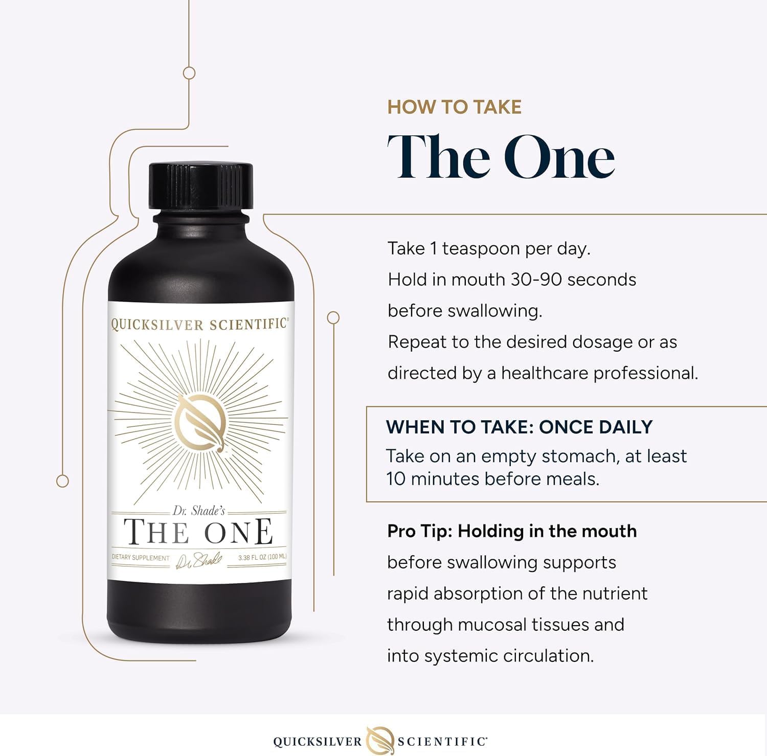 Quicksilver Scientific The ONE Mitochondrial Elixir - Mitochondria Supplement to Support Cellular Health with Phosphatidylcholine, Resveratrol, Reishi Mushroom & CoQ10 Liquid (3.38 Fl oz / 100ml) - Maple Wellness Supplements