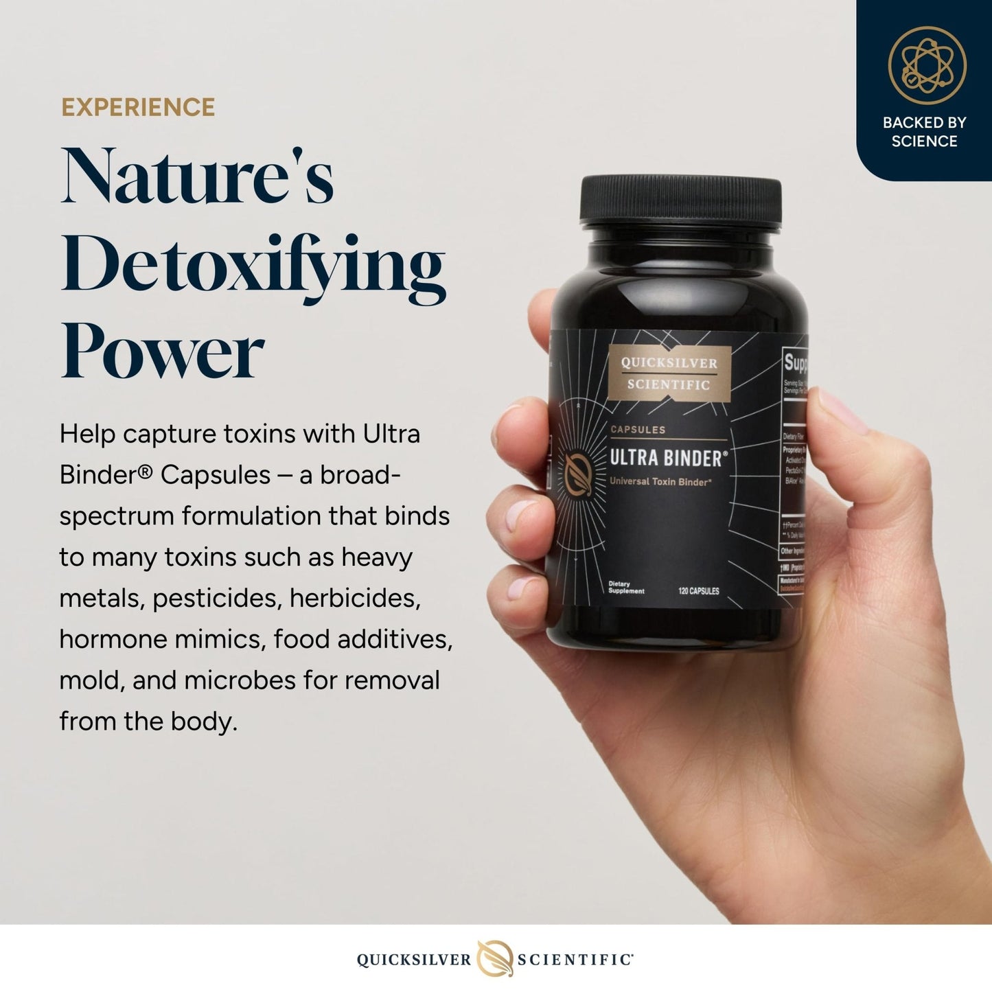 Quicksilver Scientific Ultra Binder - Multi Toxin Binder with Bentonite Clay Powder, Zeolite Detox & Charcoal - Supplement for Gut Support & The Body's Toxin Removal Process (120 Capsules) - Maple Wellness Supplements
