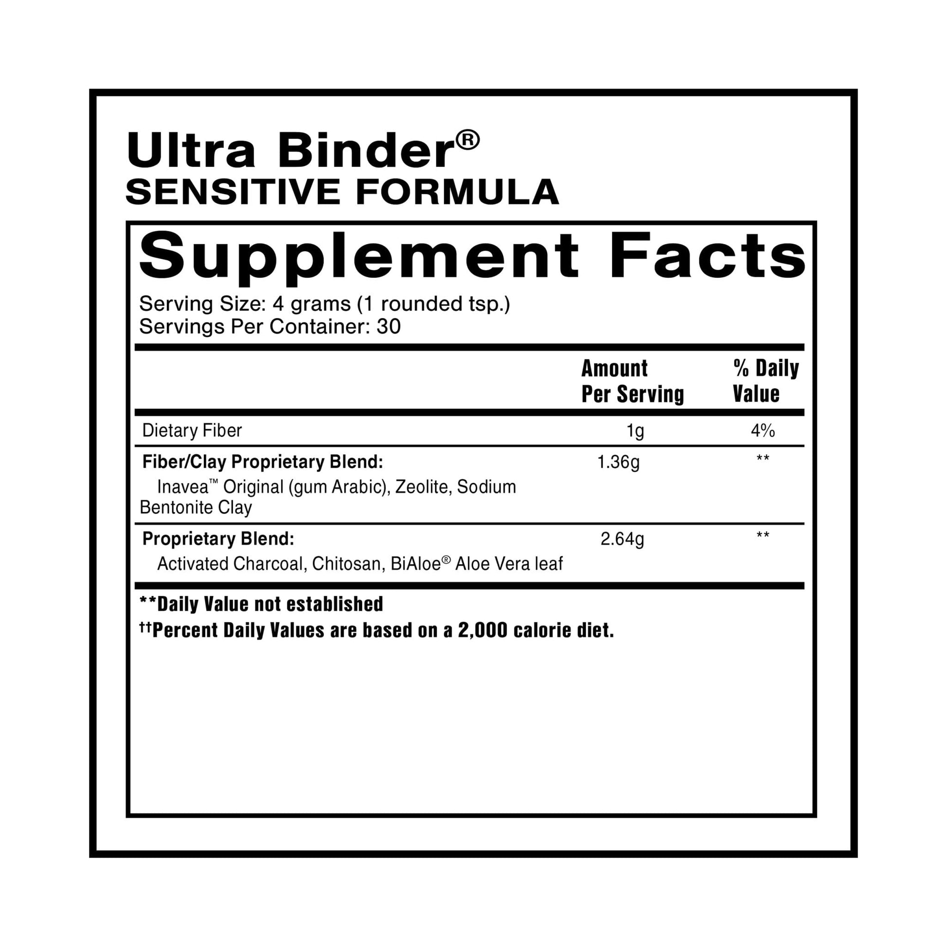 Quicksilver Scientific Ultra Binder Sensitive Formula - Gut Health Supplement with Activated Charcoal, Bentonite Clay - Cleansing Support Powder (120g) - Maple Wellness Supplements
