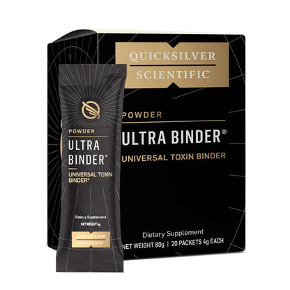 Quicksilver Scientific Ultra Binder Stick Packets - Multi Binder with Bentonite Clay Powder, Zeolite Detox & Charcoal - Supplement for Gut Support & The Body's Toxin Removal Process (20 Sticks) - Maple Wellness Supplements